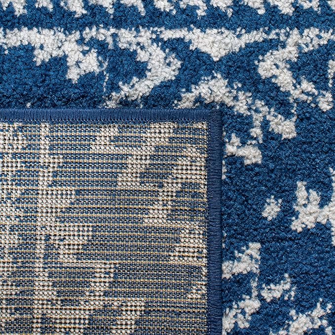 SAFAVIEH Tulum Collection Accent Rug - 2' x 5', Navy & Ivory, Moroccan Boho Tribal Design, Non-Shedding & Easy to Clean, Ideal for Front Door, Kitchen, Entryway, Foyer (TUL272N)