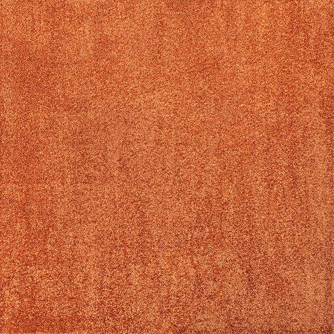 Eyely UES100M-9SQ Haze Solid Low-Pile Orange 9' Square Area Rug, Pet Friendly, Stain Resistant, Easy Cleaning, for Bedroom, Living Room, Kitchen