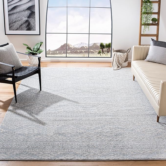 SAFAVIEH Area Rug 9x12 - Tulum Collection - Large - Light Grey & Ivory, Moroccan Boho Tribal Design, Non-Shedding & Easy to Clean, Ideal for Living Room, Bedroom, Dining Space (TUL272F)