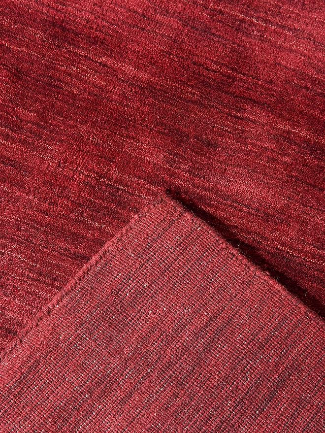 Hand Knotted Loom Wool ECO-Friendly Area Rugs - 10'x13', Rectangle, Dark Red Color, Solid Plain Design, High Pile Handmade Anti Skid Area Rugs for Living Room, Bed Room (L00111)