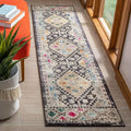SAFAVIEH Madison Collection Runner Rug - 2'2" x 22', Black & Yellow, Boho Diamond Distressed Design, Non-Shedding & Easy Care, Ideal for High Traffic Areas in Living Room, Bedroom (MAD418Z)