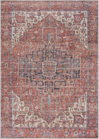 Bloom Rugs Washable 6' x 9' Rug - Red/Orange/Beige Traditional Area Rug for Living Room, Bedroom, Dining Room, and Kitchen - Exact Size: 6' x 9'