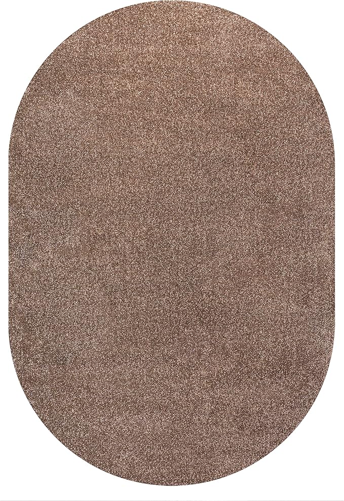 Eyely UES100J-5OV Supersoft Haze Solid Low-Pile Indoor Area Rug, Coastal, Bohemian, Minimalist, Classic, Casual for Bedroom,Kitchen,Living Room,Non Shedding,Easy-Washing, Brown, 5 X 8 Oval