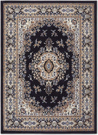 Home Dynamix Premium Sakarya Traditional Medallion Border Area Rug, Navy Blue, 3'7"x5'2" Rectangle