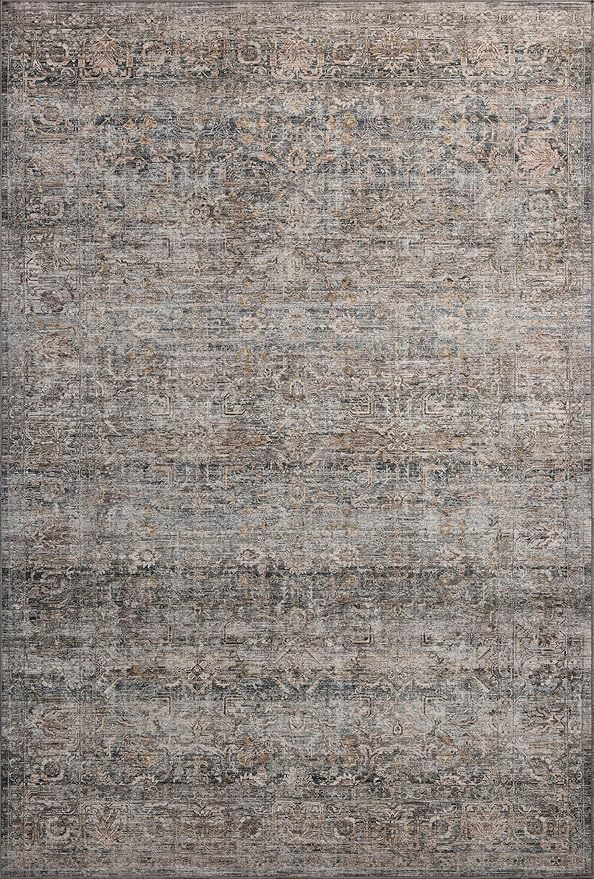 Loloi Amber Lewis Josie Collection JOS-05 Dove/Gold 2'-3" x 3'-9", .13" Pile Height, Low Profile, Machine Washable, Accent Rug