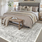 Black Area Rug 5x7 Machine Washable Vintage Living Room Distressed Non Slip Carpet Traditional Indoor Bedroom Retro Floral Accent Throw Large Rug Office Kitchen Bathroom Dining Room