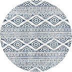 SAFAVIEH Tulum Collection Area Rug - 12' Round, Ivory & Navy, Moroccan Boho Tribal Design, Non-Shedding & Easy to Clean, Ideal for Living Room, Bedroom, Dining Space (TUL272D)