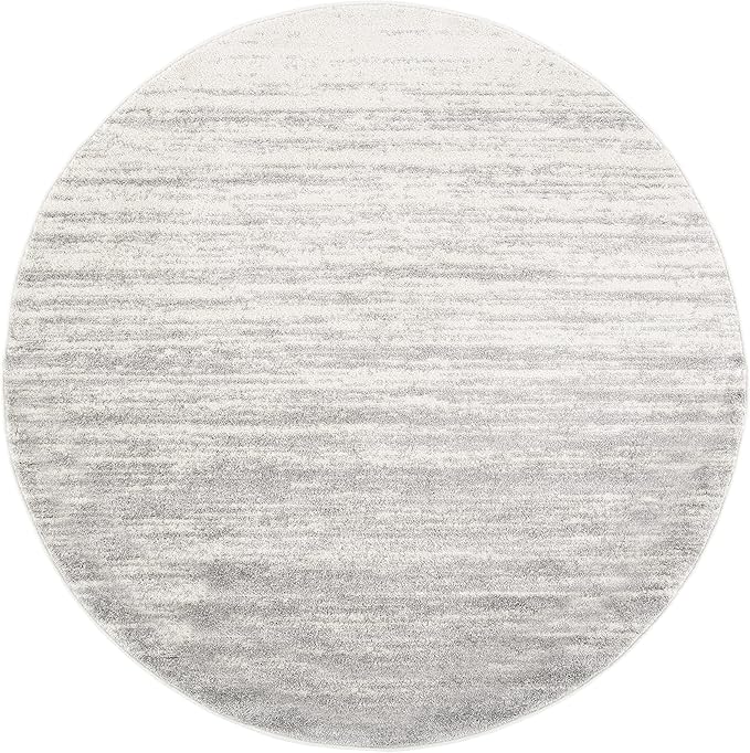 SAFAVIEH Adirondack Collection Area Rug - 11' Round, Ivory & Silver, Modern Ombre Design, Non Shedding & Easy to Clean, Ideal for Living Room, Bedroom, Office, Dining Space (ADR113B)