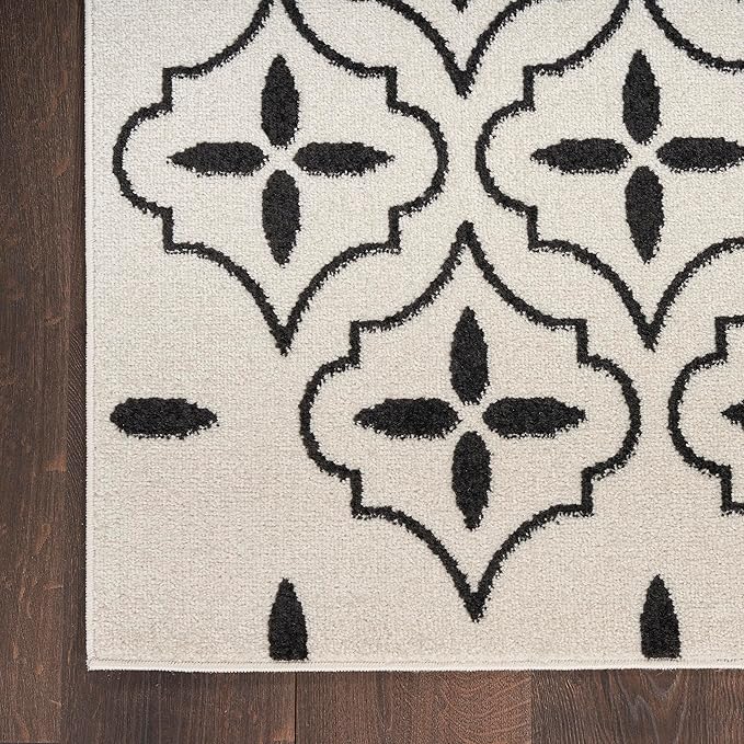 Nourison Home Nourison Essentials Ivory Black 4' x 6' Area Rug - Easy Clean, Non Shedding, Bed Room, Living Room, Dining Room, Kitchen (4' x 6')