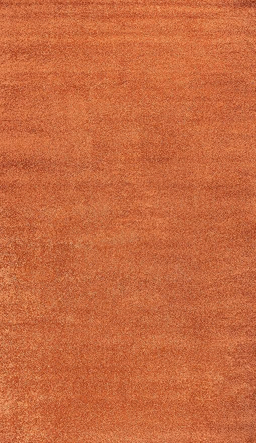 Eyely UES100M-9 Supersoft Haze Solid Low-Pile Indoor Area Rug, Coastal, Bohemian, Minimalist, Classic, Casual for Bedroom,Kitchen,Living Room,Non Shedding,Easy-Washing, Orange, 9 X 12