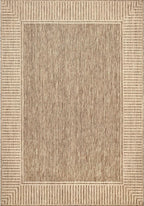 Nuloom Asha Light Brown/Ivory, 5' x 8', Casual, Striped Border, Soft and Cozy, High Traffic, Stain Resistant, Easy Clean, Durable Area Rug for Indoor/Outdoor Patio, Deck, Porch, Garden, Courtyard