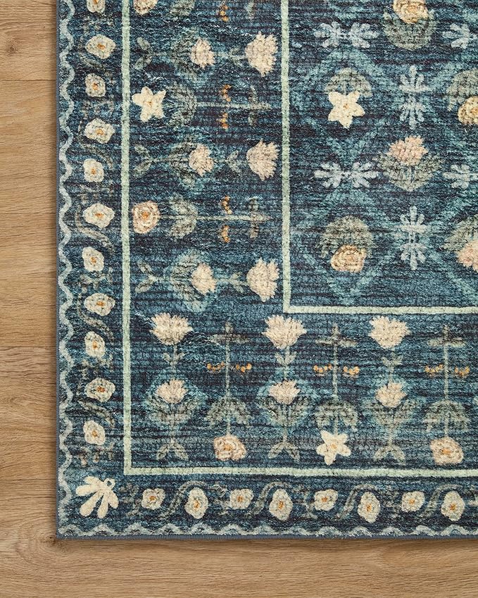 Loloi Rifle Paper Co. Eden Collection EDE-03 Lattice Indigo 8'-6" x 11'-6" Area Rug feat. CloudPile™