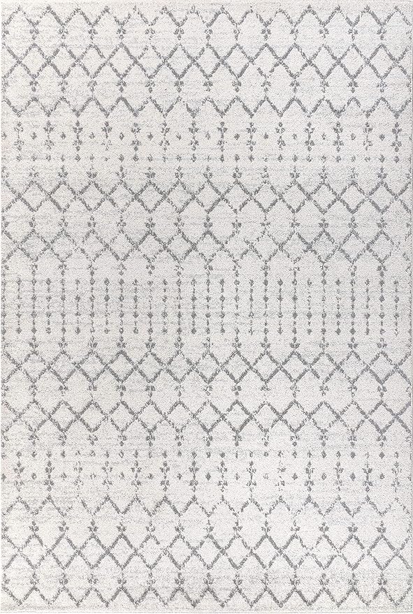 JONATHAN Y Boho Vintage Diamond Cream/Gray Indoor Area Rug 9X12 ft, Moroccan Hype for Living Room, Bedroom, Kitchen, Office, Easy-Cleaning, High Traffic, Pet-Friendly, Non-Shedding (MOH101B-9)