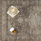 2x3 Brown Washable Vintage Area Rug for Living Room Bedroom Non Slip Distressed Traditional Soft Throw Rug Low Pile Lightweight Floral Doormat Entryway Dining Laundry Room Kitchen