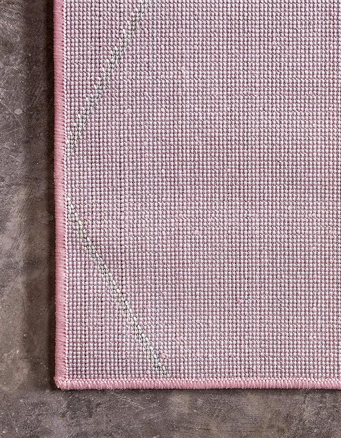 Unique Loom Trellis Frieze Collection Area Rug - Geometric (8' x 11', Light Pink/ Ivory)