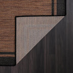 CAMILSON Indoor Outdoor Rug, 9x12 Bordered Nut Brown Black Modern Area Rugs for Indoor and Outdoor Patios, Kitchen and Hallway Mats, Washable Porch Deck Outside Carpet (Border Nut Brown Black, 9 x 12)