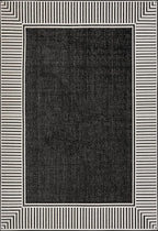 Nuloom Asha Black/Ivory, 9'6" x 12', Casual, Striped Border, Soft and Cozy, High Traffic, Stain Resistant, Easy Clean, Durable Area Rug for Indoor/Outdoor Patio, Deck, Porch, Garden, Courtyard