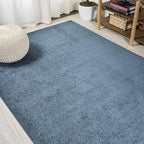Eyely UES100C-9 Supersoft Haze Solid Low-Pile Indoor Area Rug Casual;Contemporary;Solid;Traditional, Bedroom, Kitchen, Living Room, Easy-Cleaning, Non-Shedding, 9 X 12, Navy