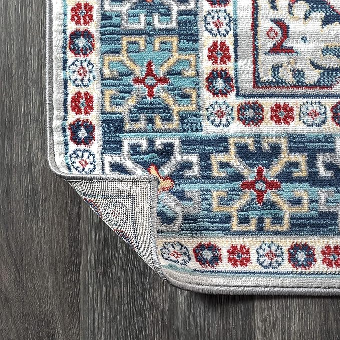 JONATHAN Y Modern Vintage Medallion Blue/Light Grey Indoor Area Rug, 5x8, Country, Floral, Easy-Cleaning for Living Room, Bedroom, Kitchen, Pet Friendly, Non-Shedding (MDP108A-5)