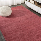 Eyely UES100E-5 Supersoft Haze Solid Low-Pile Indoor Area Rug Casual;Contemporary;Solid;Traditional, Bedroom, Kitchen, Living Room, Easy-Cleaning, Non-Shedding, 5 X 8, Red