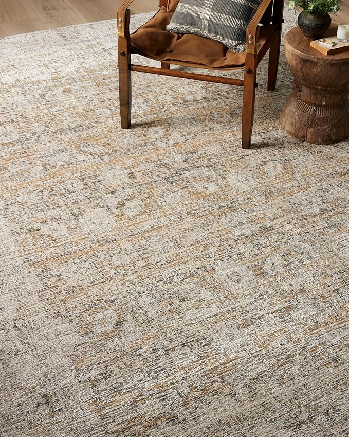 Loloi Amber Lewis Alie Collection ALE-05 Gold/Beige 7'-10'' x 7'-10'', .13'' Pile Height, Round Area Rug