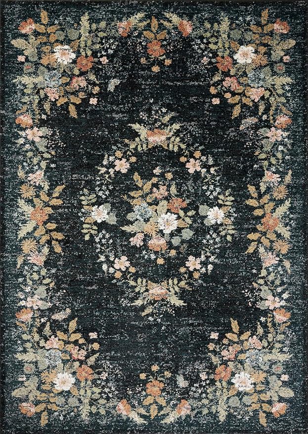 Loloi Rifle Paper Co. Laurel Collection LAU-01 Dark Navy 7'-10" x 10' Area Rug