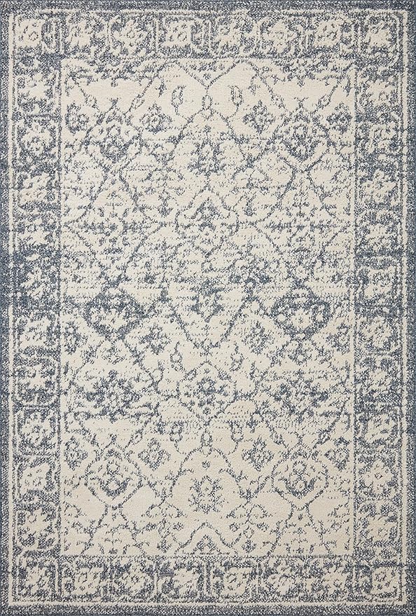 Loloi Magnolia Home by Joanna Gaines Gigi Collection GIG-02 Ivory/Blue 6'-7" x 9'-2" Area Rug