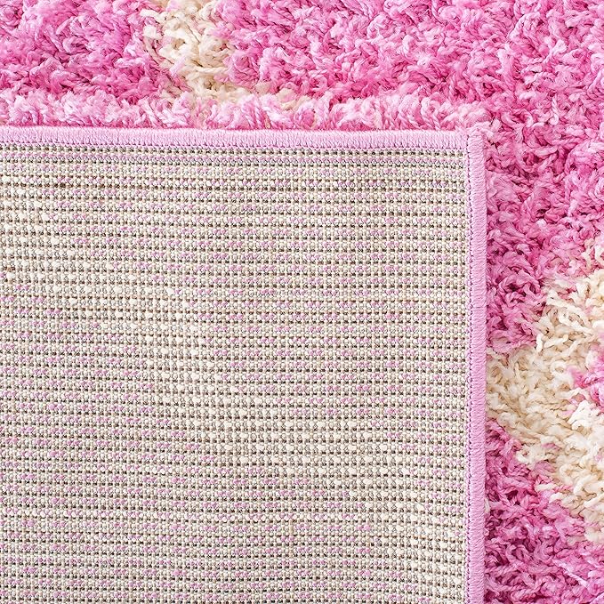 SAFAVIEH Dallas Shag Collection Area Rug - 6' x 9', Pink & Ivory, Trellis Design, Non-Shedding & Easy Care, 1.5-inch Thick Ideal for High Traffic Areas in Living Room, Bedroom (SGD257I)