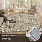 RUGSURE Washable Area Rugs, 8' x 10' - 1/6 Thick - Stain & Water Resistant Non-Slip - Perfect Resistant Rug for Living Room, Bedroom, Nursery, Pet & Child Friendly, Vibrant Colors Rugs, Brown