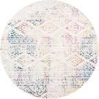 SAFAVIEH Tulum Collection Area Rug - 5' Round, Ivory & Blue, Moroccan Boho Tribal Design, Non-Shedding & Easy to Clean, Ideal for Living Room, Bedroom, Dining Space (TUL272C)