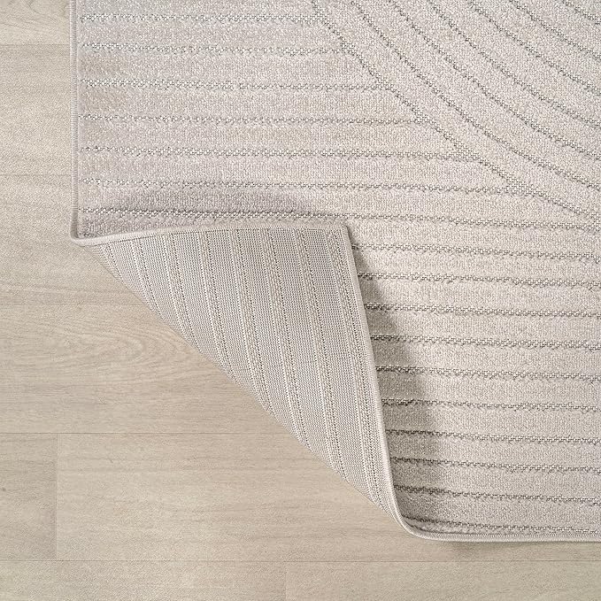 JONATHAN Y Hallie High-Low Curve Ivory/Cream Indoor/Outdoor Area Rug, 12x15, Minimalist, Pet Friendly, Non-Shedding, Stain Resistant, Hose-Washable for Backyard, Patio, Porch (SCN100B-15)