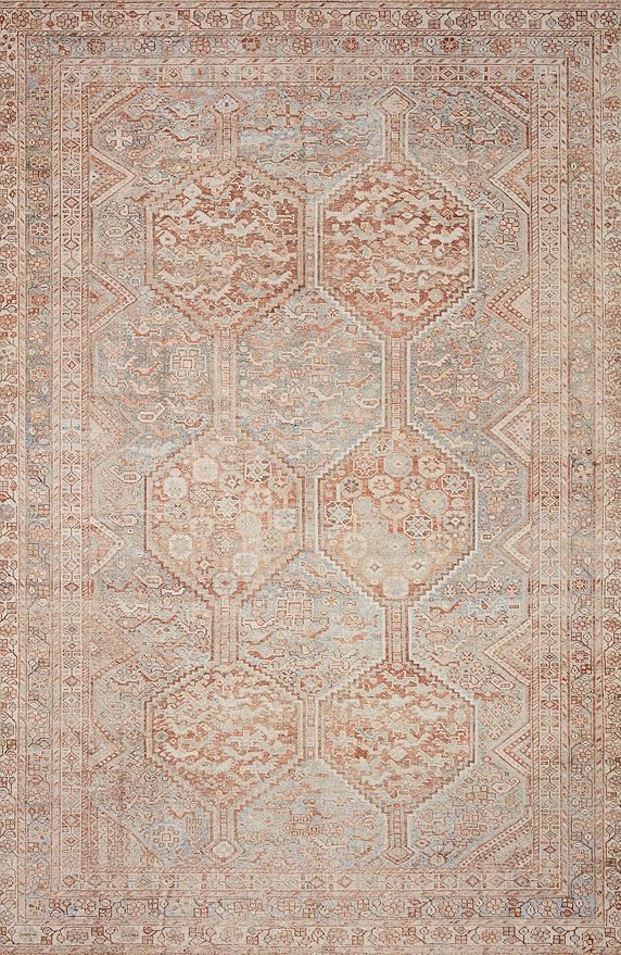 Loloi Chris Loves Julia Jules Collection JUL-04 Tangerine/Mist 3'-6'' x 5'-6'', .13" Pile Height, Accent Rug