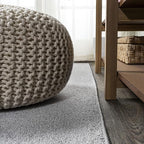 Eyely UES100K-5R Supersoft Haze Solid Low-Pile Indoor Area Rug Casual;Contemporary;Solid;Traditional, Bedroom, Kitchen, Living Room, Easy-Cleaning, Non-Shedding, 5' Round, Light Gray