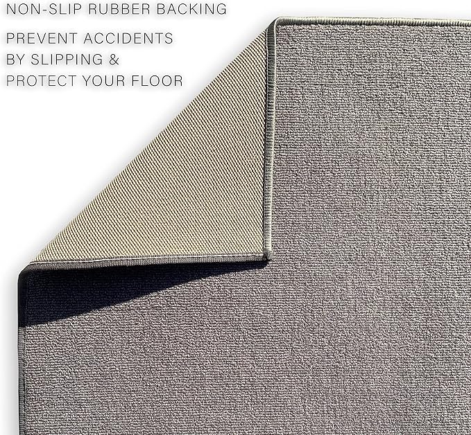 Custom Made Runner Rug Low Pile with Rubber Backing for Kitchen Foyer Hallway Entry Choose Your Length Size 26 Inch Wide Solid and Plain Grey Color (49 feet x 26 inch)