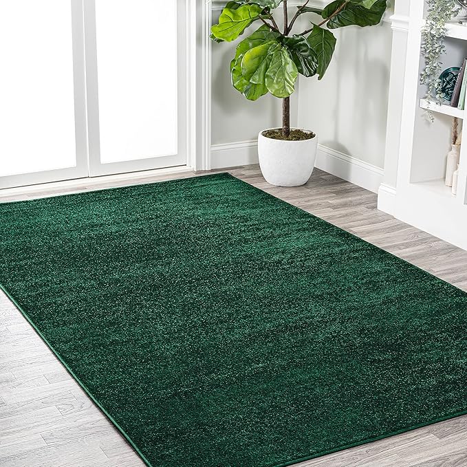 JONATHAN Y Haze Solid Low-Pile Emerald Indoor Area Rug 9x12, Coastal,Bohemian,Minimalist,Classic, Easy-Cleaning for Living Room,Bedroom,Kitchen,Pet Friendly,Non-Shedding (SEU100L-9)