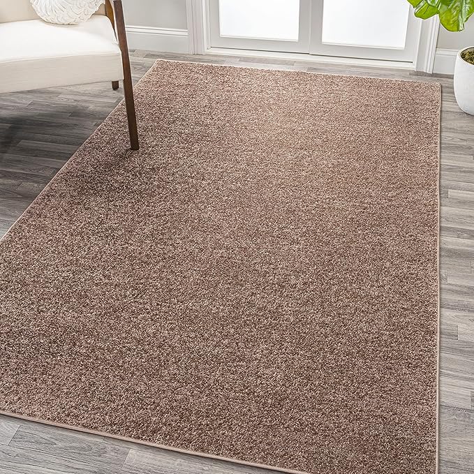 Eyely UES100J-14 Supersoft Haze Solid Low-Pile Indoor Area Rug, Coastal, Bohemian, Minimalist, Classic, Casual for Bedroom,Kitchen,Living Room,Non Shedding,Easy-Washing, Brown, 10 X 14