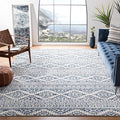 SAFAVIEH Tulum Collection Area Rug - 9' Square, Ivory & Navy, Moroccan Boho Tribal Design, Non-Shedding & Easy to Clean, Ideal for Living Room, Bedroom, Dining Space (TUL272D)