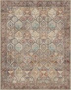 Bavni Washable Rug 5x7 Area Rug for Living Room Bedroom Dining, Washable Vintage Print Carpet, Ultra-Thin Low Pile Lightweight Rug with Non Slip Backing, Reddish Brown