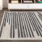 JONATHAN Y Khalil Modern Berber Stripe Cream/Black Indoor Area Rug, 9x12, Contemporary, Bohemian, Easy-Cleaning for Living Room, Bedroom, Kitchen, Pet Friendly, Non-Shedding (MOH207A-9)