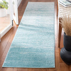 SAFAVIEH Adirondack Collection Runner Rug - 2'6" x 14', Aqua & Ivory, Modern Ombre Design, Non Shedding & Easy to Clean, Ideal for Hallway, Foyer, Kitchen, Entryway, Bedroom (ADR113J)