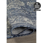 FH Home Outdoor Rug - Waterproof Easy to Clean Stain Resistant - Patio Indoor Outdoor Porch Deck Balcony Entryway - Vintage Distressed - Gorgan - Blue - 4ft x 5ft 7in