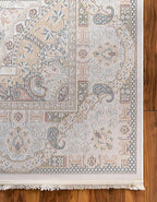 Unique Loom Narenj Collection Classic Traditional Medallion Textured Design Area Rug, 8 x 10 ft, Ivory/Tan