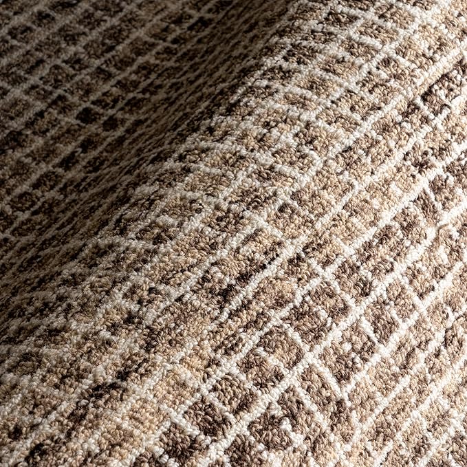 Rugs USA Melrose Handmade, Brown/Ivory, 2' 6" x 6', Wool & Cotton, Soft and Cozy, High Traffic, Stain Resistant, Easy Clean, Durable Runner for Bedroom, Living Room, Dining Space, Den, Foyer, Entryway