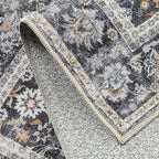 HUGEAR 6x9 Machine Washable Rugs Black Grey Hallway Large Area Rug Indoor Accent Rug Floral Low Pile Carpet Soft Throw Aesthetic Rug Bedroom Living Room Office Dining Room Kitchen Laundry Room