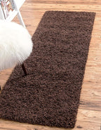 Unique Loom Solid Shag Collection Area Rug (2' 6" x 13' 1" Runner, Chocolate Brown)