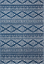 SAFAVIEH Area Rug 6x9 - Tulum Collection - Navy & Ivory, Moroccan Boho Tribal Design, Non-Shedding & Easy to Clean, Ideal for Living Room, Bedroom, Dining Space (TUL272N)