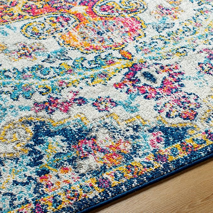 Livabliss Odelia Vintage Bohemian Area Rug,7'10" x 10'3",Orange/Navy