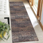 RUGSURE Washable Area Rug - 1/6 Thick - Stain & Water Resistant Non-Slip - Resistant Rug for Living Room, Bedroom, Nursery, Pet & Child Friendly, Vintage Charm Area Rugs (Rust, 2'6'' x 8')