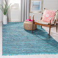 SAFAVIEH Rag Rug Collection Accent Rug - 4' x 6', Blue & Multi, Handmade Boho Stripe Cotton, Ideal for High Traffic Areas in Entryway, Living Room, Bedroom (RAR121B)