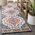 JONATHAN Y Boho Vintage Blue/Multi Runner Rug, 2x10, Bohemian Flair Medallion, Floral Easy-Cleaning High Traffic for Living Room, Bedroom, Kitchen, Pet-Friendly, Non Shedding (BMF106A-210)